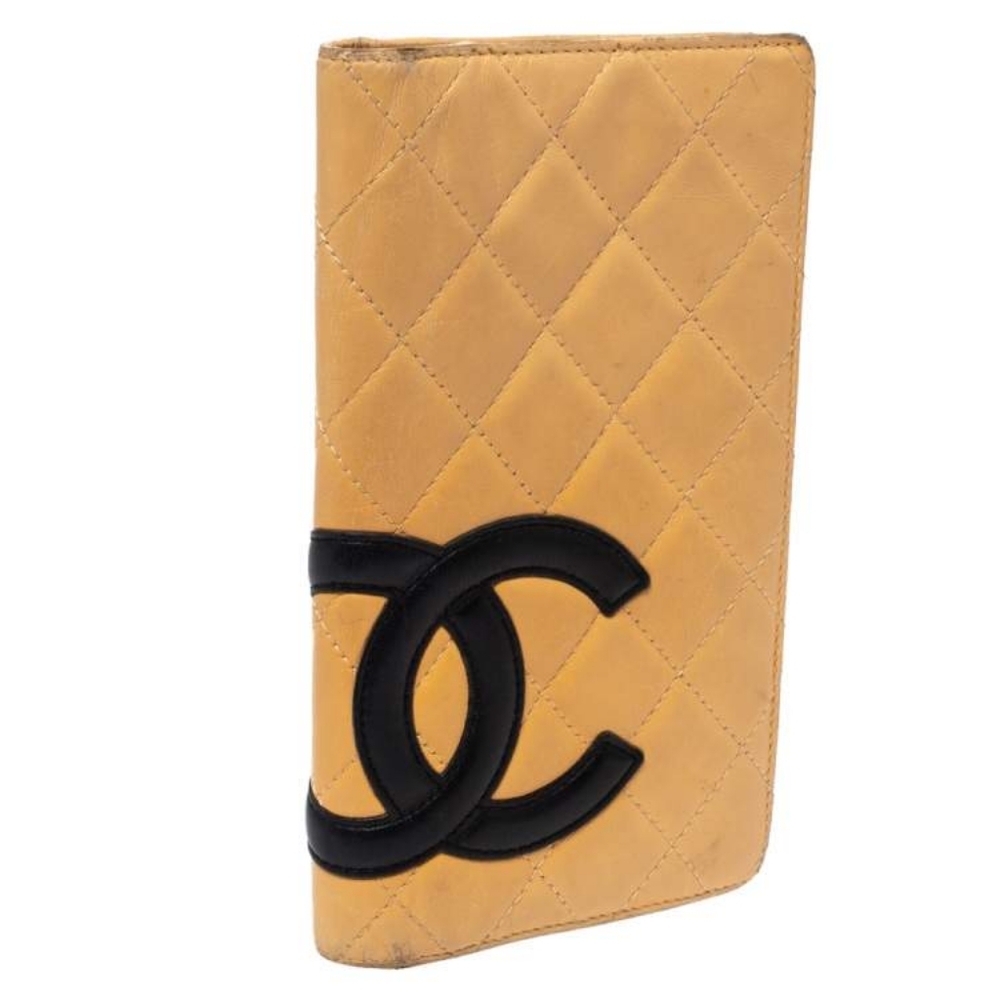 Chanel Cream Leather Cambon Ligne Bifold Wallet